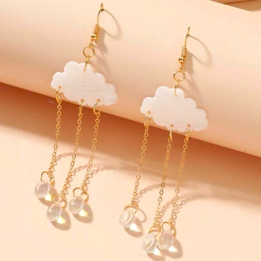 Acrylic Cloud and Rain Earrings